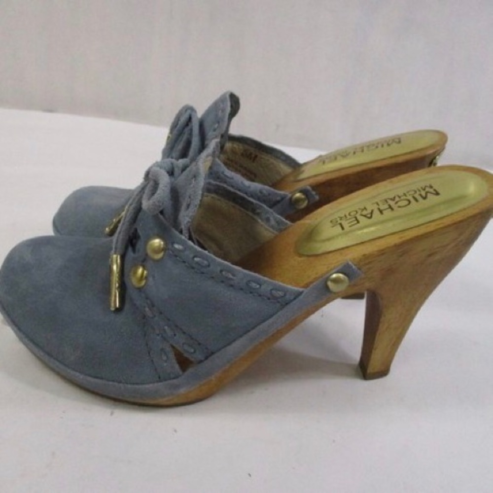 Michael Kors Blue Suede Heeled Mules